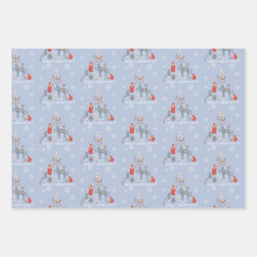 Feuille De Papier Cadeau Snowflake fleuri de l'arbre de rennes d'animaux sc (Devant 2)