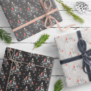 Feuille De Papier Cadeau Snowflake fleuri de l'arbre de rennes d'animaux sc