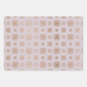 Feuille De Papier Cadeau Snowflake Motif d'hiver moderne Elegant Rose or (Devant 3)