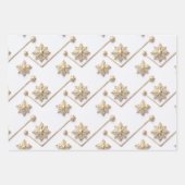 Feuille De Papier Cadeau Snowflake Noël sans couture motif or blanc (Devant 3)