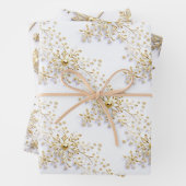 Feuille De Papier Cadeau Snowflake Noël sans couture motif or blanc (En situation)