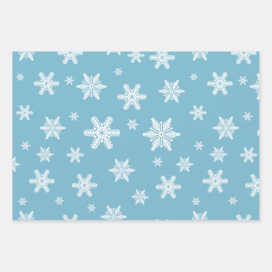 Feuille De Papier Cadeau Snowflakes bleu set de Noël 3 (Devant 2)