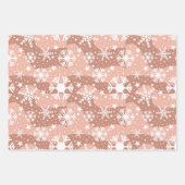 Feuille De Papier Cadeau Snowflakes Brown esthétiques, Snowmen et rennes (Devant)