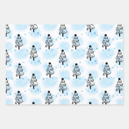 Feuille De Papier Cadeau Snowflakes et mistletoe en argent avec bleu (Devant 2)