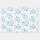 Feuille De Papier Cadeau Snowflakes et mistletoe en argent avec bleu (Devant)