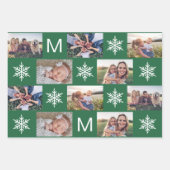 Feuille De Papier Cadeau Snowflakes et Monogram Photo Collage (Devant 3)