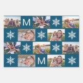Feuille De Papier Cadeau Snowflakes et Monogram Photo Collage (Devant 2)