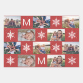 Feuille De Papier Cadeau Snowflakes et Monogram Photo Collage (Devant)