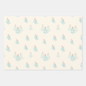 Feuille De Papier Cadeau Snowflakes, feuilles, bourgeons, arbres, turquoise (Devant 2)