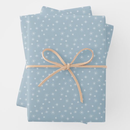 Feuille De Papier Cadeau Snowflakes hiver Ice Blue Retro Inspiré (En situation)