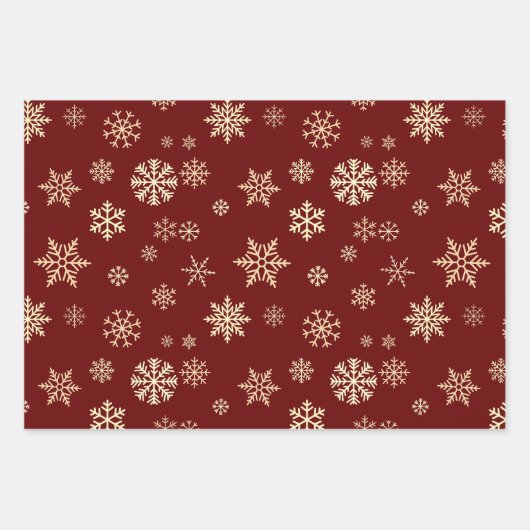 Feuille De Papier Cadeau Snowflakes Maroon Motif sans mer Noël (Devant)