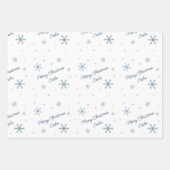 Feuille De Papier Cadeau Snowflakes personnalisés Joyeux Noël Nom (Devant 3)