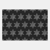 Feuille De Papier Cadeau Snowflakes pois et rayures noir et blanc (Devant)