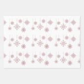 Feuille De Papier Cadeau Snowflakes rose et Script de vacances en blanc (Devant 2)