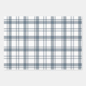 Feuille De Papier Cadeau Snowflakes Rustiques Plaid et Holly en Bleu Countr (Devant)
