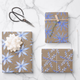 Feuille De Papier Cadeau Snowflakes Scandinave Rustique Kraft