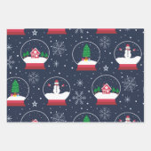 Feuille De Papier Cadeau Snowglobe avec Noël Snowman (Devant 3)