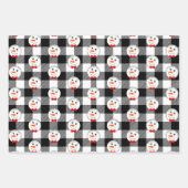 Feuille De Papier Cadeau Snowman avec Red Bowtie Black Buffalo Plaid Trier  (Devant)