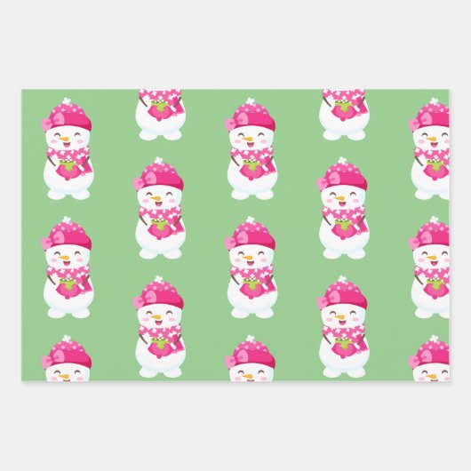 Feuille De Papier Cadeau Snowman avec retour (Devant 3)