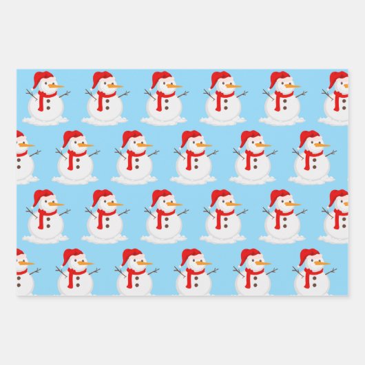 Feuille De Papier Cadeau Snowman Blue Sky Wonderland  (Devant)