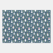Feuille De Papier Cadeau Snowman Cats Motif de vacances (Devant 2)