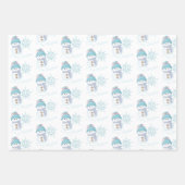 Feuille De Papier Cadeau Snowman et Snowflakes Noël mignon (Devant 2)