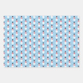 Feuille De Papier Cadeau Snowman Joyeuses Fêtes Bleu Noël Vacances W (Devant 2)