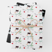 Feuille De Papier Cadeau Snowman Motif Curly Trees Neutres Noël (En situation)