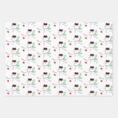 Feuille De Papier Cadeau Snowman Motif Curly Trees Neutres Noël (Devant)