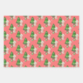 Feuille De Papier Cadeau Snowman Noël Arbres présente (Devant 3)