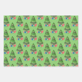 Feuille De Papier Cadeau Snowman Noël Arbres présente (Devant 2)