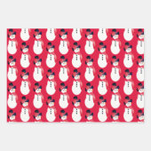 Feuille De Papier Cadeau Snowman rose et gris (Devant)