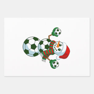 Feuille De Papier Cadeau Snowman Soccer Noël Amateurs de sport