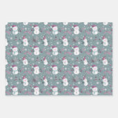 Feuille De Papier Cadeau Snowmen Berries Snowflics Noël (Devant)