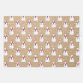 Feuille De Papier Cadeau Snowmen de Noël Kraft (Devant)