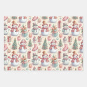 Feuille De Papier Cadeau Snowmen in Toques and Tophats (Devant)
