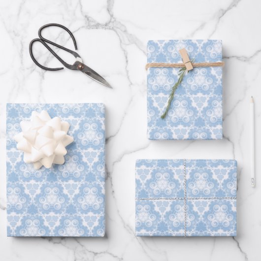 Feuille De Papier Cadeau Snowy Blue Swirl (Recto)