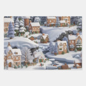 Feuille De Papier Cadeau Snowy Gingerbread Village Christmas (Devant 3)
