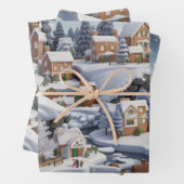 Feuille De Papier Cadeau Snowy Gingerbread Village Christmas (En situation)