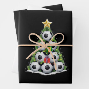 Feuille De Papier Cadeau Soccer Noël Arbre Joueur Joueurs Joueurs Joueurs J