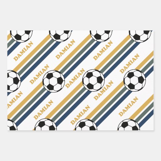 Feuille De Papier Cadeau Soccer rétro Damian (Devant 3)