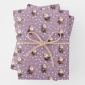 Feuille De Papier Cadeau Soccer Santa on Mauve (En situation)