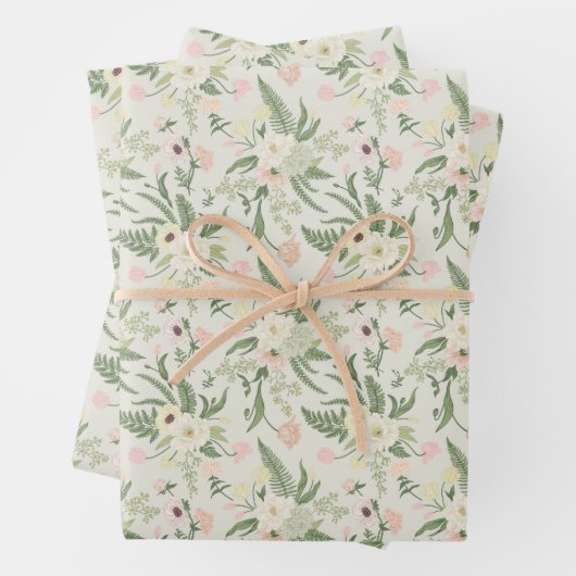 Feuille De Papier Cadeau Soft Mint Green Garden Motif (En situation)