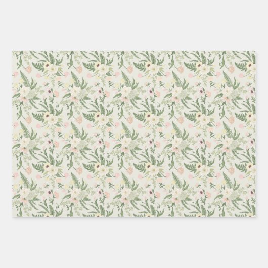 Feuille De Papier Cadeau Soft Mint Green Garden Motif (Devant)