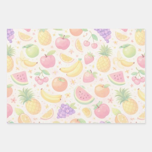 Feuille De Papier Cadeau Soft Pastel Seamless Fruit Pattern (Devant 2)