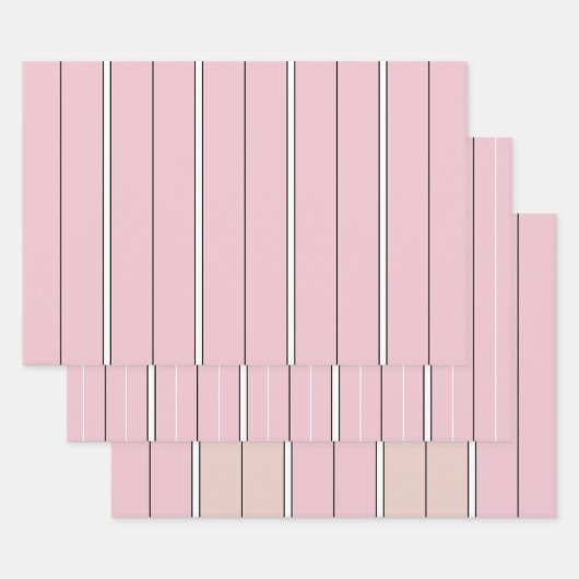 Feuille De Papier Cadeau Soft Pink Vertical Stripe Pattern Minimal (Lot)