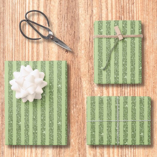 Feuille De Papier Cadeau Soft Pistachio Glitter Style Minimal Pattern