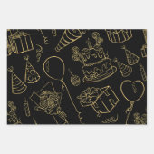 Feuille De Papier Cadeau Soignée Black and Gold Party (Devant)