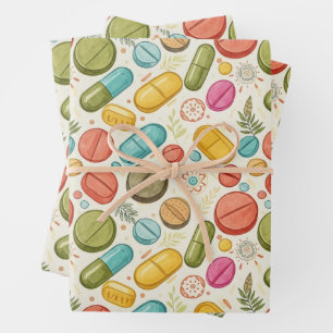 Feuille De Papier Cadeau Soins de santé et pharmacie Colorful Boho Capsule