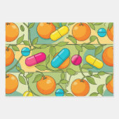 Feuille De Papier Cadeau Soins de santé et pharmacie Oranges et vignes (Devant 3)